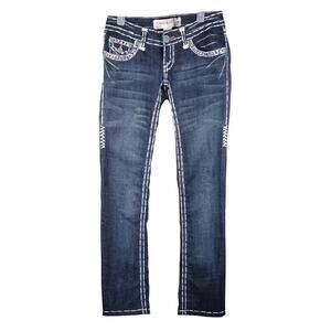 Laguna Beach Jean Co. Y2K Designer Distressed Stitched Women's Blue Skinny Jeans